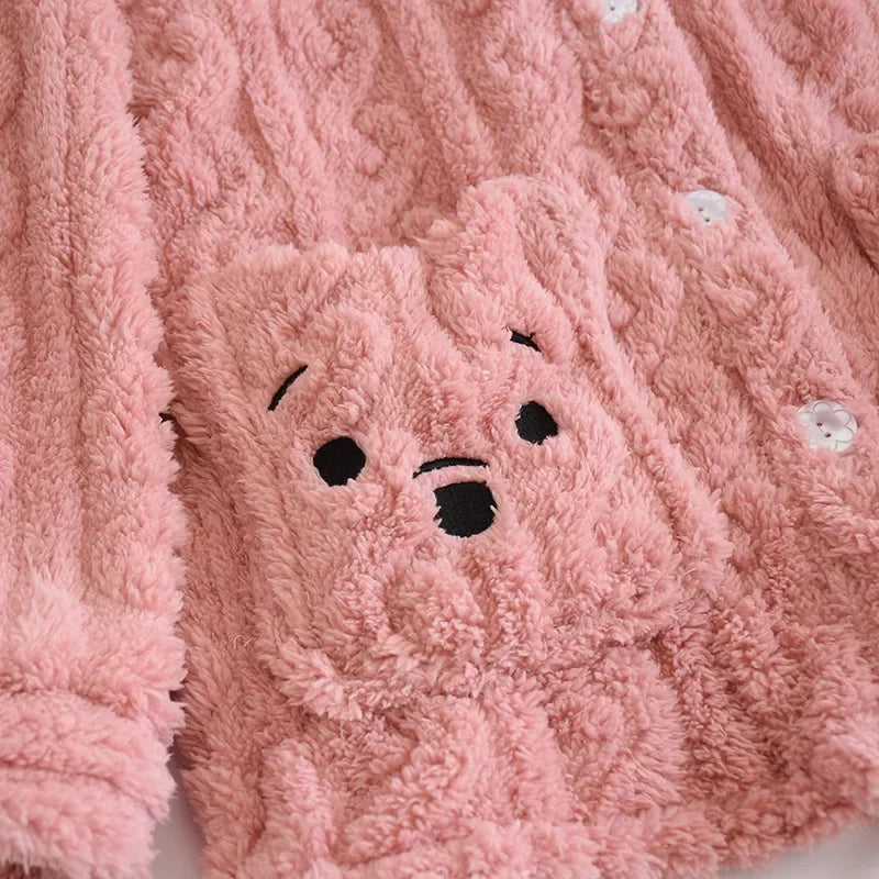 Pyjama Femme Polaire Tricoté – Ensemble Chaud en Peluche Douce, Hiver Confort & Élégance Cocooning