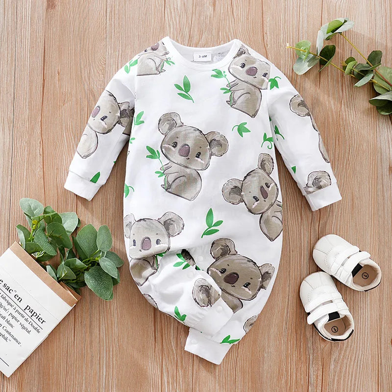 Pyjama Bébé Motif Koala – Grenouillère Coton Manches Longues 0-18 Mois