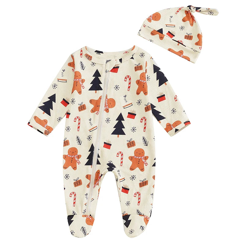 Pyjama Bébé Magie d’Hiver – Ensemble Chaud et Festif avec Bonnet ou Bandeau, Confort Doux pour les Fêtes