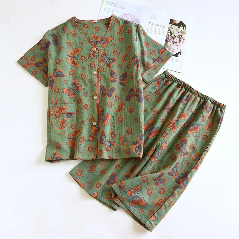 Pyjama Femme Bloom – Ensemble en Coton Doux à Motifs Floraux, Élégance Printanière & Confort Naturel