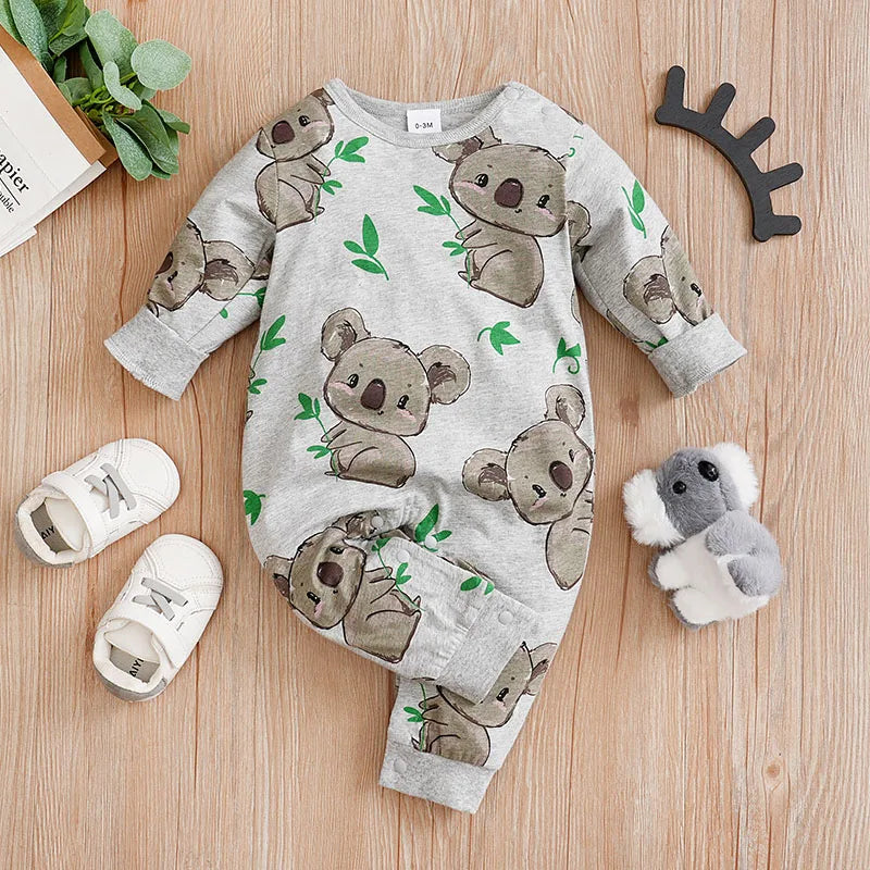 Pyjama Bébé Motif Koala – Grenouillère Coton Manches Longues 0-18 Mois