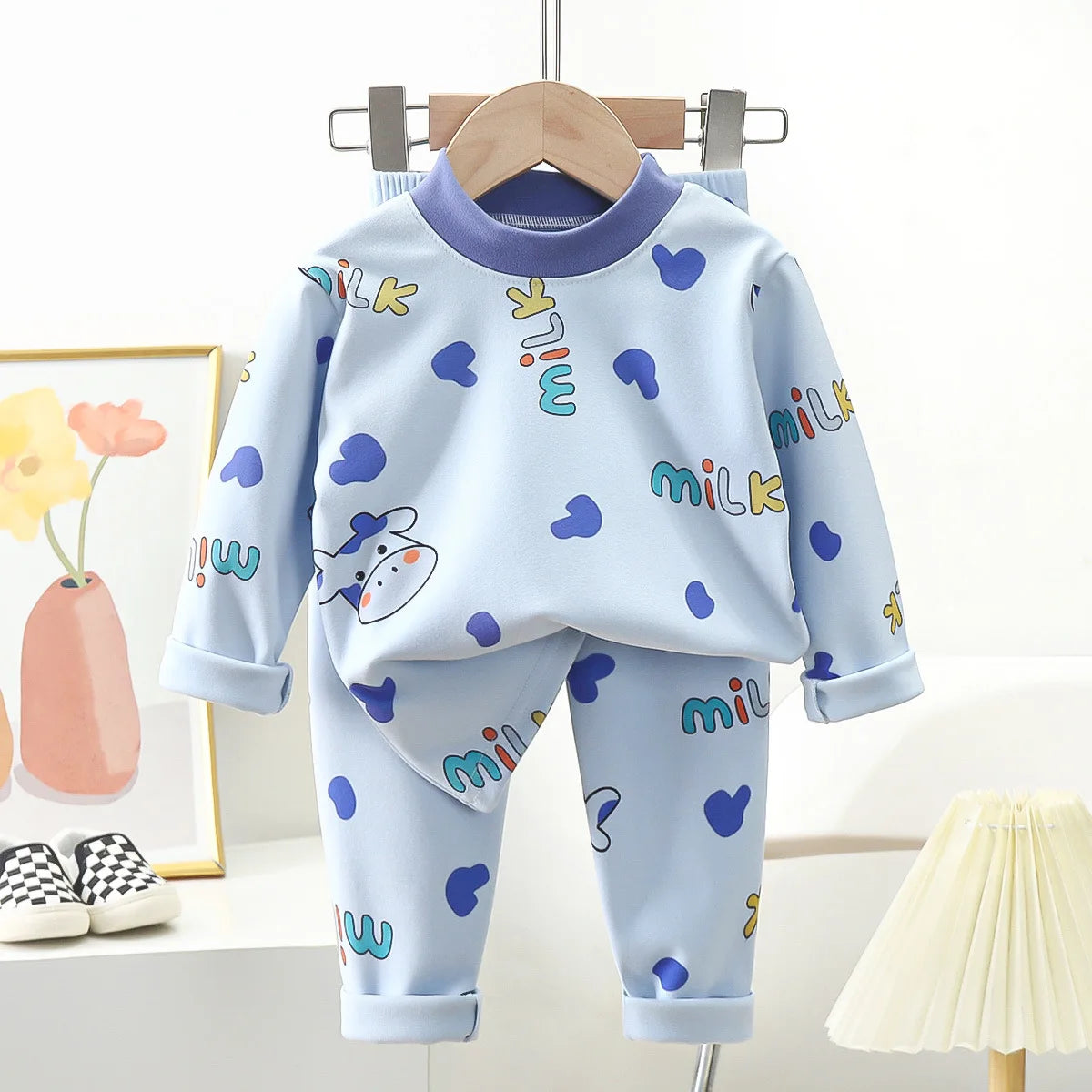 Pyjama Enfant “Cocon Hivernal” – Ensemble Chaud en Coton Épais Molletonné, Confort Doux et Protecteur