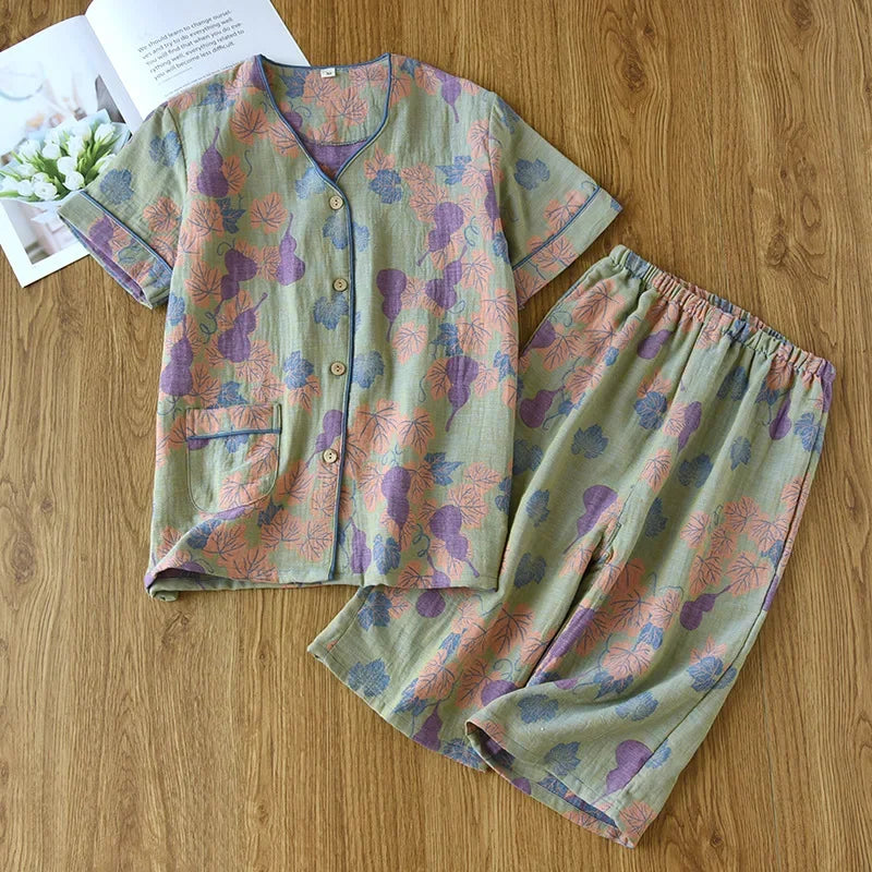 Pyjama Femme Bloom – Ensemble en Coton Doux à Motifs Floraux, Élégance Printanière & Confort Naturel