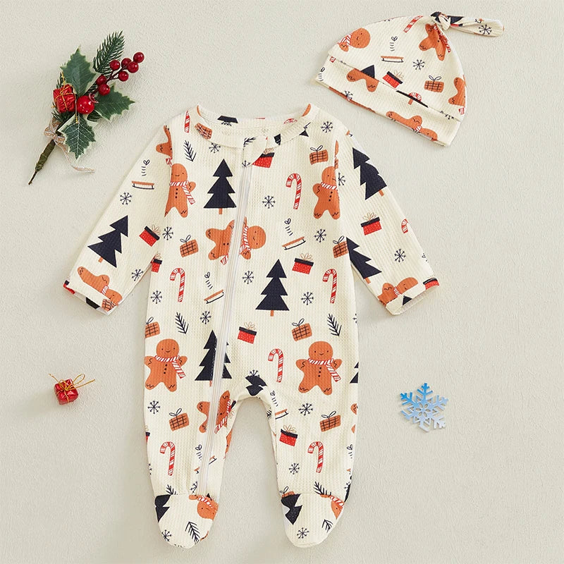 Pyjama Bébé Magie d’Hiver – Ensemble Chaud et Festif avec Bonnet ou Bandeau, Confort Doux pour les Fêtes