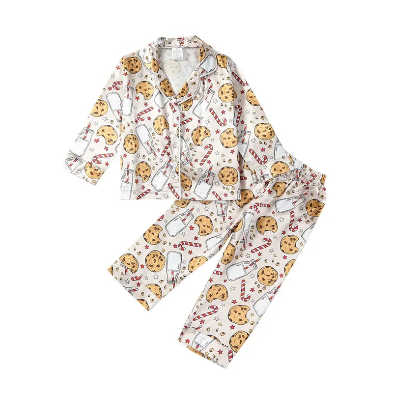 Pyjama Enfant Hiver “Noël Gourmand” – Ensemble Chaud en Coton Doux à Motifs Biscuits et Bonhommes Pain d’Épices