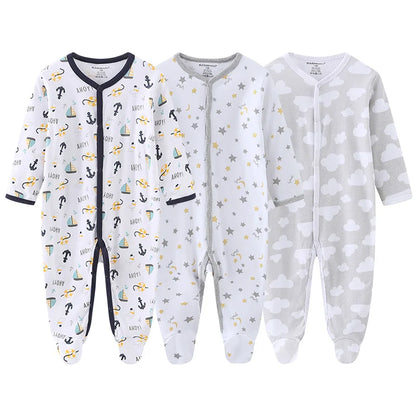 Pyjama Bébé “Pack Essentiel” – Lot de 3 Pyjamas en Coton Doux
