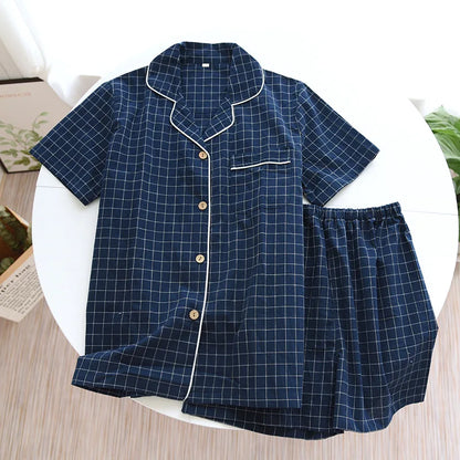 Pyjama Homme Coton “Carreaux Minima d’Été” – Ensemble Léger & Respirant, Style Classique