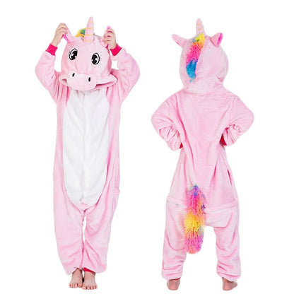 Kigurumi Enfant Hiver – Combinaison Polaire Douce Licorne, Loup & Animaux