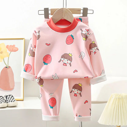 Pyjama Enfant “Cocon Hivernal” – Ensemble Chaud en Coton Épais Molletonné, Confort Doux et Protecteur