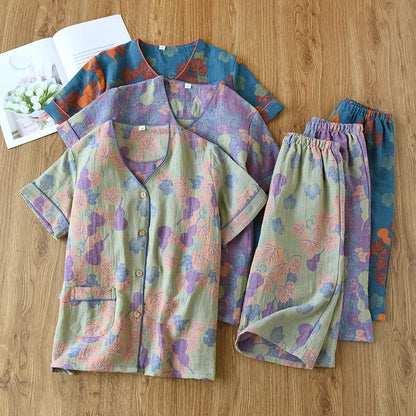 Pyjama Femme Bloom – Ensemble en Coton Doux à Motifs Floraux, Élégance Printanière & Confort Naturel