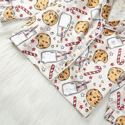 Pyjama Enfant Hiver “Noël Gourmand” – Ensemble Chaud en Coton Doux à Motifs Biscuits et Bonhommes Pain d’Épices