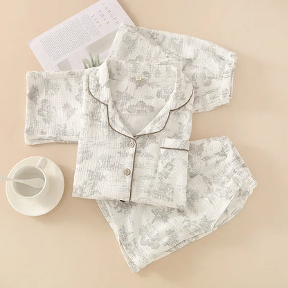 Pyjama Femme Clair Matin – Ensemble 3 Pièces en Coton Doux, Élégance Naturelle & Confort Quotidien