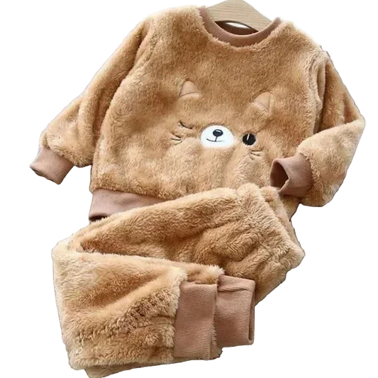 Pyjama Enfant “Doudou Cocoon” – Ensemble Automne/Hiver en Polaire Douce, 2 Pièces à Manches Longues