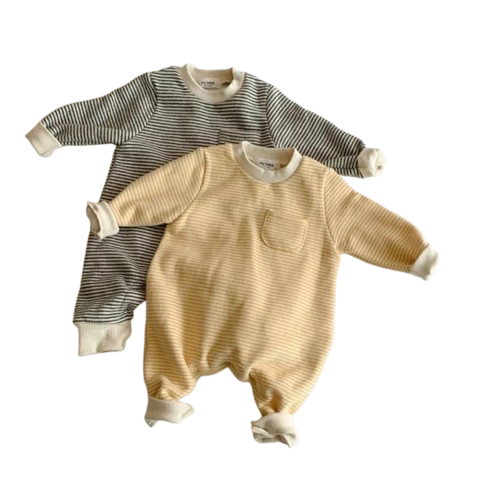Pyjama Bébé "Coton Rayé Nevia"  – Grenouillère Chaude Automne Hiver 6-24 Mois