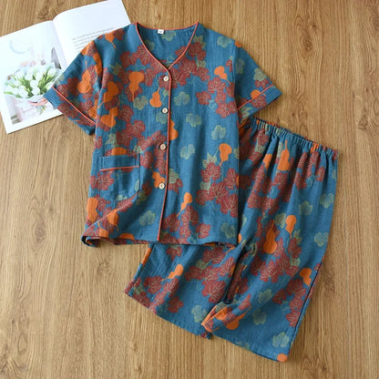Pyjama Femme Bloom – Ensemble en Coton Doux à Motifs Floraux, Élégance Printanière & Confort Naturel