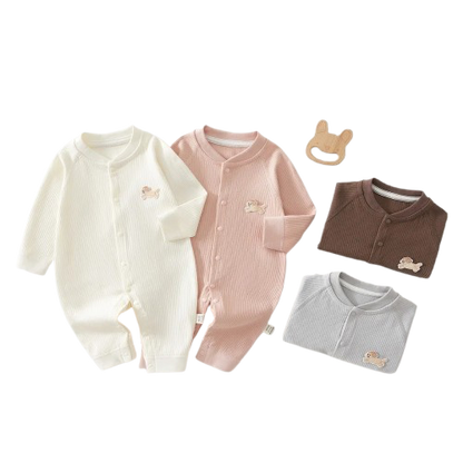 Pyjama Bébé Coton Côtelé – Grenouillère Printemps Été Unisexe pour les 1-18 Mois