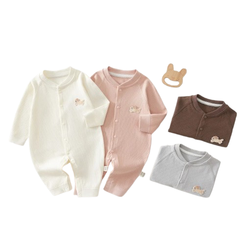 Pyjama Bébé Coton Côtelé – Grenouillère Printemps Été Unisexe pour les 1-18 Mois
