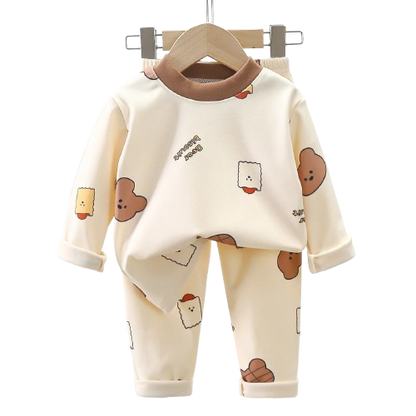 Pyjama Enfant “Cocon Hivernal” – Ensemble Chaud en Coton Épais Molletonné, Confort Doux et Protecteur