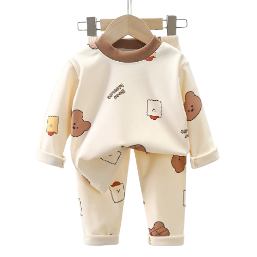 Pyjama Enfant “Cocon Hivernal” – Ensemble Chaud en Coton Épais Molletonné, Confort Doux et Protecteur