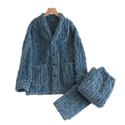 Pyjama Homme “Le Nébuleux” – Ensemble Polaire Tricoté Chaud et Confort Hiver