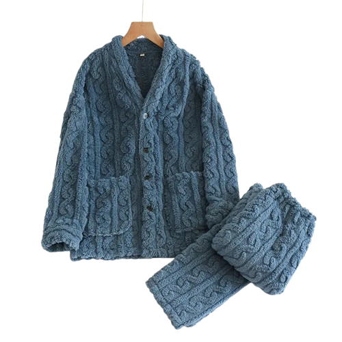 Pyjama Homme “Le Nébuleux” – Ensemble Polaire Tricoté Chaud et Confort Hiver