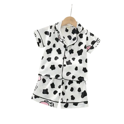 Pyjama Bébé “Douce Prairie” – Ensemble en Coton Imprimé Vache, Respirant & Ludique
