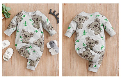 Pyjama Bébé Motif Koala – Grenouillère Coton Manches Longues 0-18 Mois