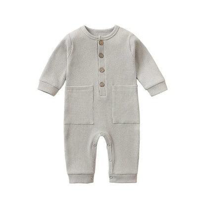 Pyjama Bébé Boutonné en Coton – Combinaison Manches Longues Mi-Saison 3-12 Mois