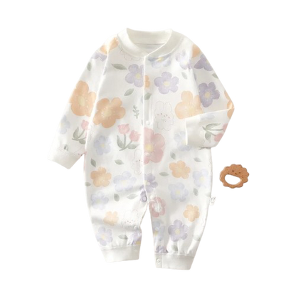 Pyjama Bébé Coton Motif Fleurs – Grenouillère Douce Unisexe 1-12 Mois