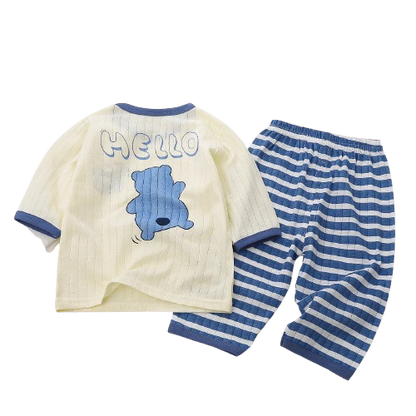 Pyjama Bébé Deux Pièces en Maille Tricoté – Ensemble Coton Respirant pour Fille et Garçon