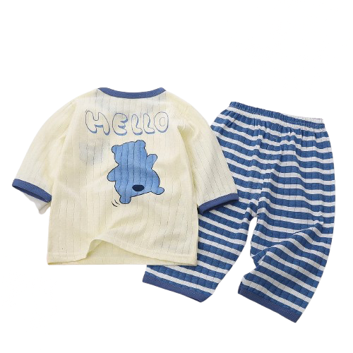 Pyjama Bébé Deux Pièces en Maille Tricoté – Ensemble Coton Respirant pour Fille et Garçon