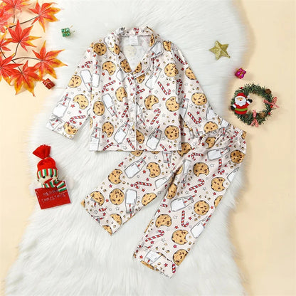 Pyjama Enfant Hiver “Noël Gourmand” – Ensemble Chaud en Coton Doux à Motifs Biscuits et Bonhommes Pain d’Épices