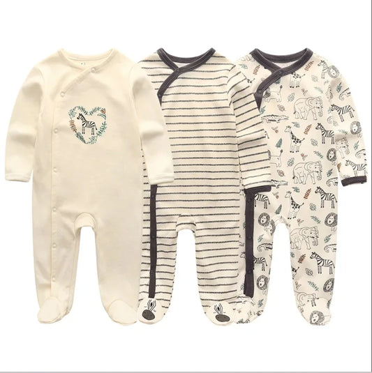 Pyjama Bébé “Pack Essentiel” – Lot de 3 Pyjamas en Coton Doux