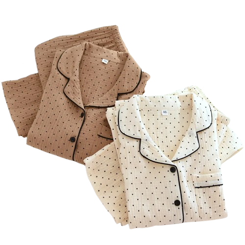 Pyjama Femme “Point Doux” – Ensemble en Coton Élégant et Confortable