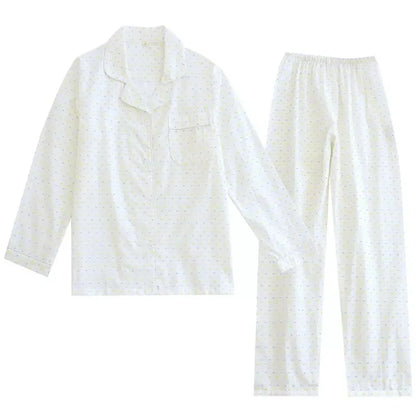 Pyjama Femme “Blanc Douceur” – Ensemble en Coton, Style Intemporel et Confortable