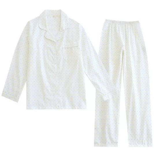 Pyjama Femme “Blanc Douceur” – Ensemble en Coton, Style Intemporel et Confortable