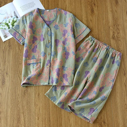 Pyjama Femme Bloom – Ensemble en Coton Doux à Motifs Floraux, Élégance Printanière & Confort Naturel