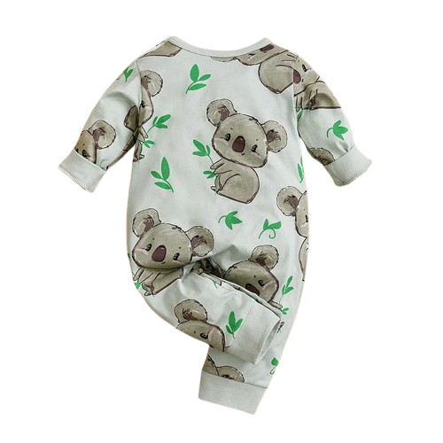 Pyjama Bébé Motif Koala – Grenouillère Coton Manches Longues 0-18 Mois