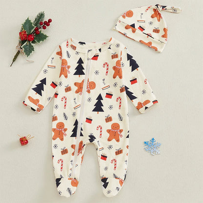 Pyjama Bébé Magie d’Hiver – Ensemble Chaud et Festif avec Bonnet ou Bandeau, Confort Doux pour les Fêtes
