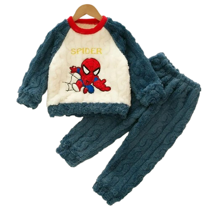 Pyjama Enfant Polaire “Araigné” – Ensemble Hiver Chaud, Aventures Nocturnes